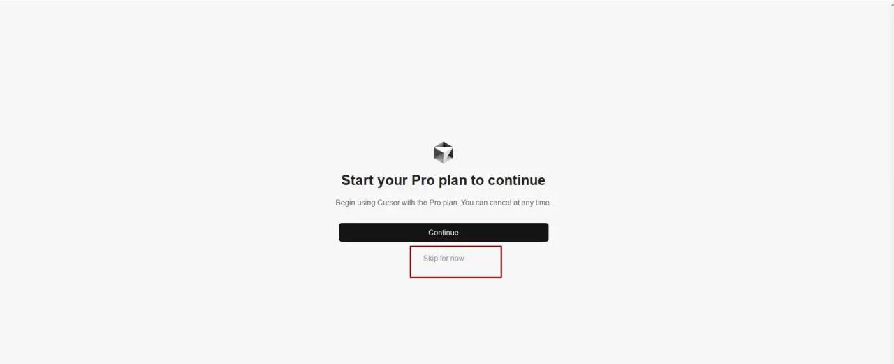 Start your Pro plan - ссылка Skip for now